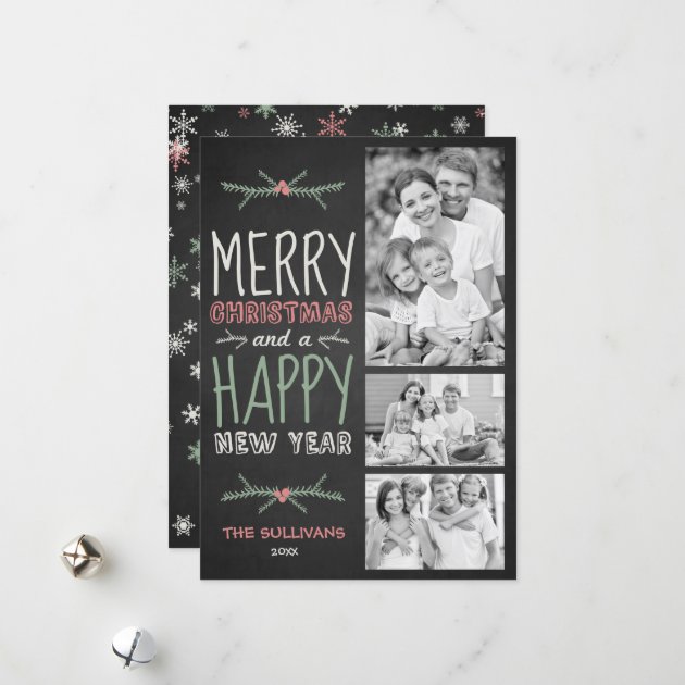 Rustic Chalkboard Typography Holiday Photo Card