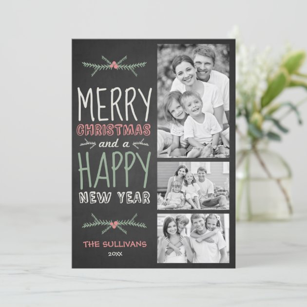 Rustic Chalkboard Typography Holiday Photo Card