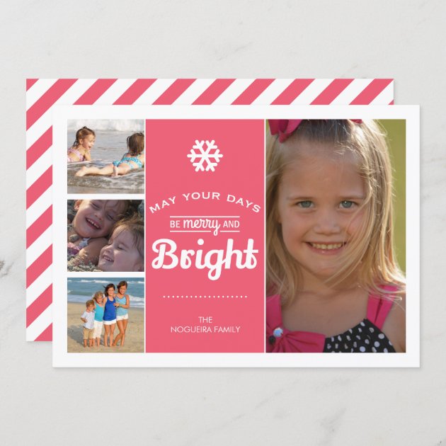 Merry Bright Holiday Photo Christmas Collage Pink