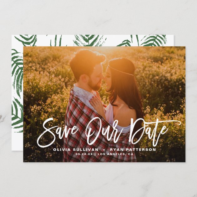 White Rustic Calligraphy Photo Save Our Date Save The Date