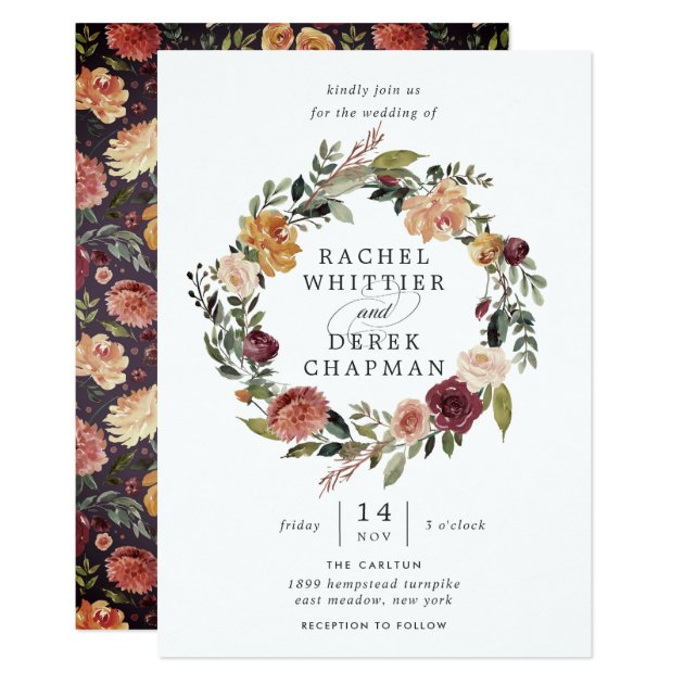 Rustic Bloom | Floral Wreath Wedding Invitation