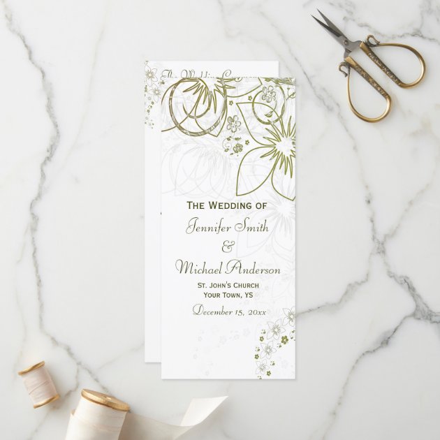Wedding Program For Green And Gold Simple Wedding