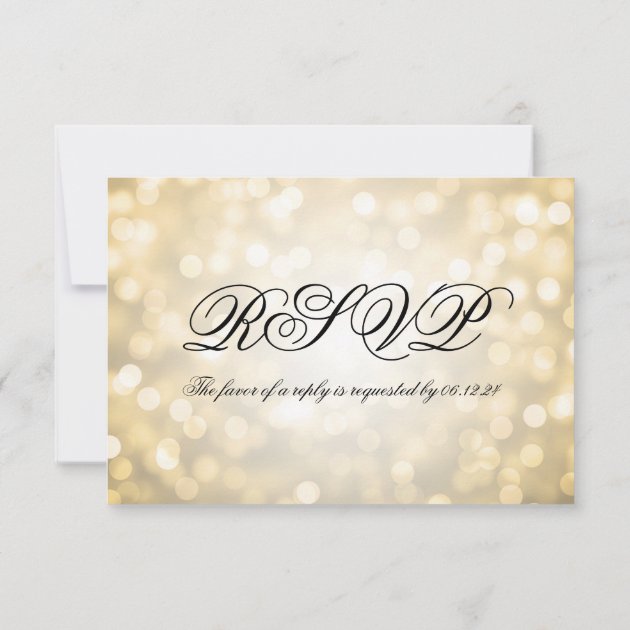 Gold Bokeh Lights Elegant Wedding RSVP