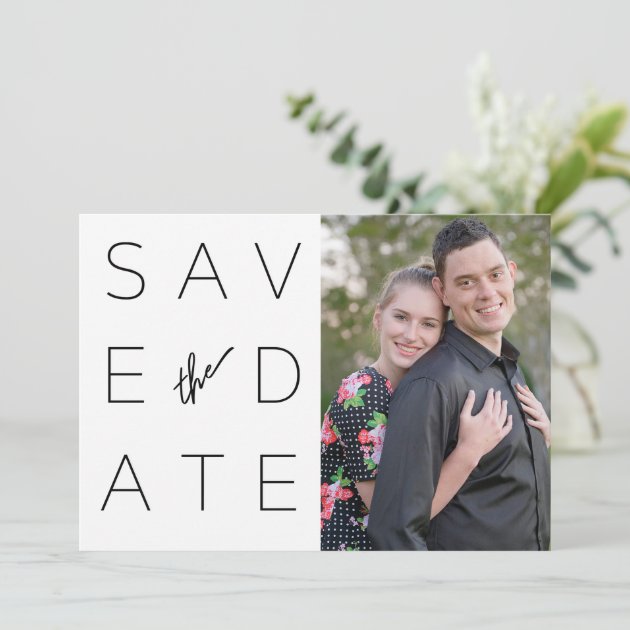 Simple Black & White 2 Photo Save The Date