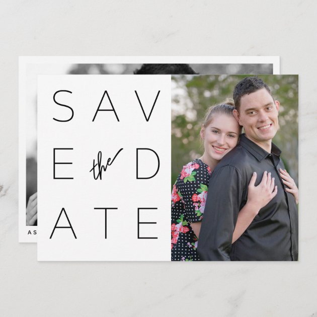 Simple Black & White 2 Photo Save The Date
