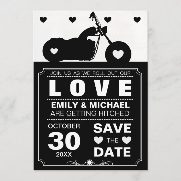 Black & White Motorcycle  Silhouette Save the Date