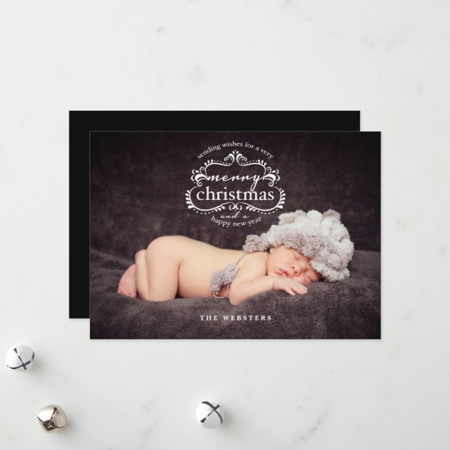 Elegant Wishes For A Merry Christmas PhotoGreeting Holiday Card
