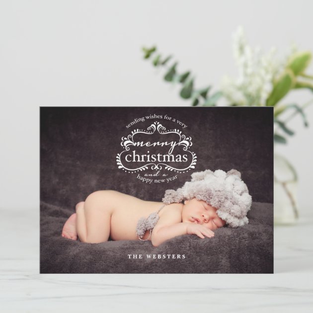 Elegant Wishes For A Merry Christmas PhotoGreeting Holiday Card