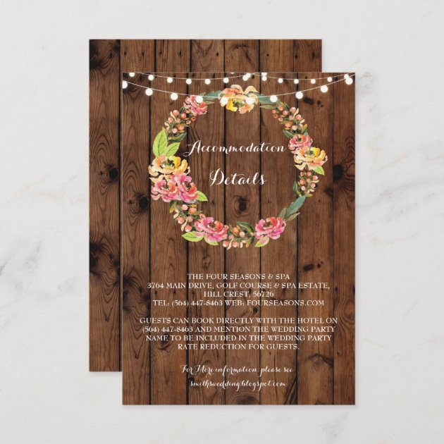 Floral Accommodation Details Wreath Wedding Cards