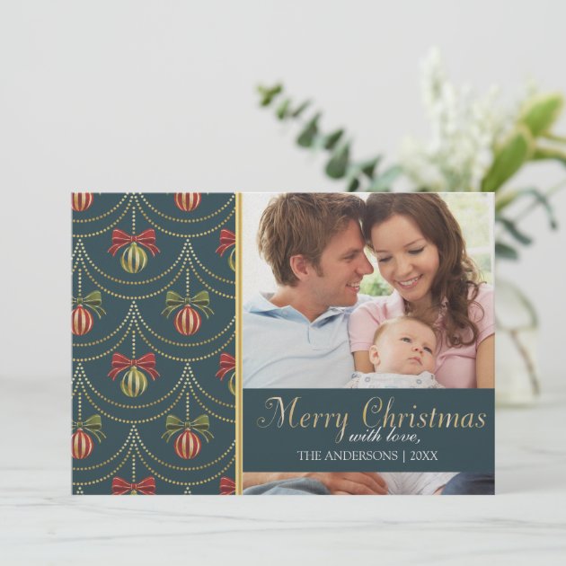 Elegant Merry Christmas Family Photo Holiday Card