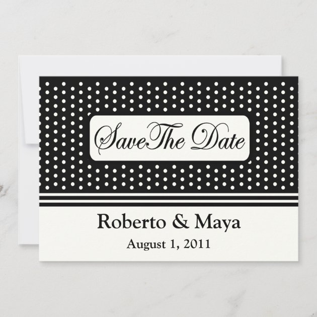 Save The Date Centered With Dots & Stripes Card