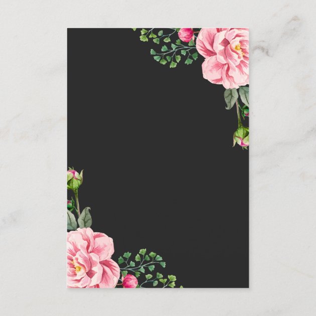 Pink Floral Wreath Wedding Reception Information Enclosure Card