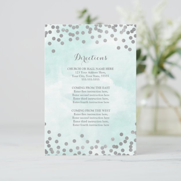 Blue Watercolor Silver Wedding Direction Insert