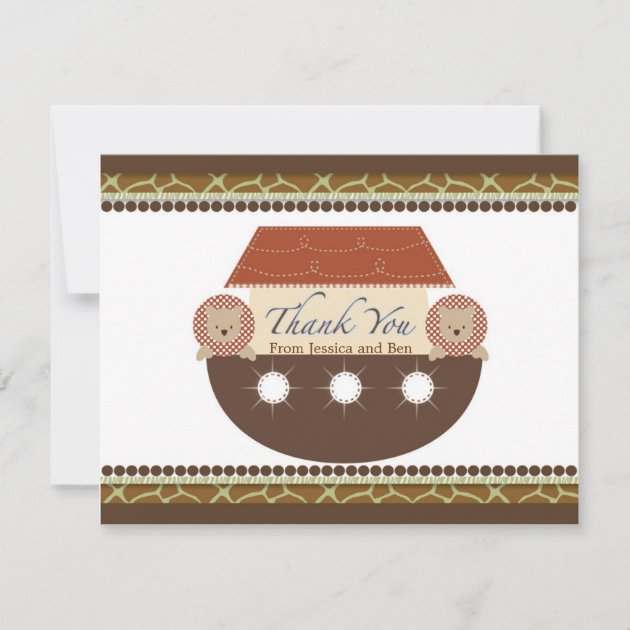 Flat Noah's Ark Thank You Card with Envelopes