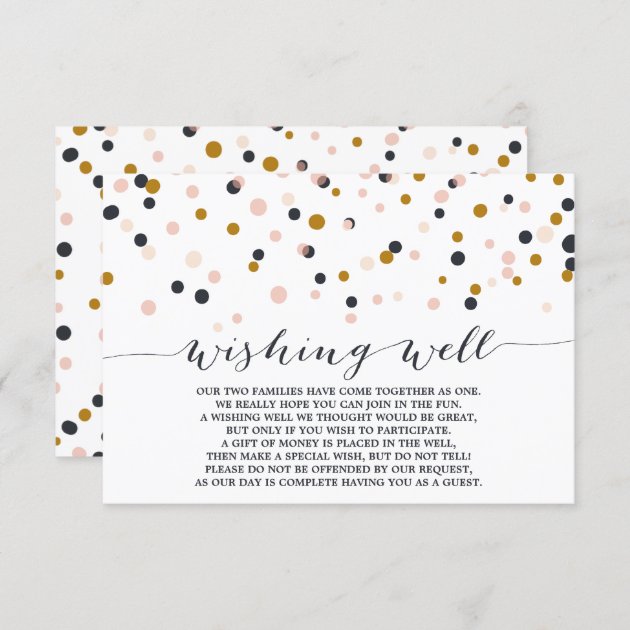 Pink & Gold Confetti Dots Wishing Well Card