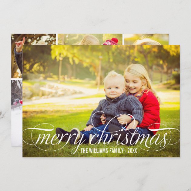 Merry Christmas Script Overlay | Photo Collage Holiday Card