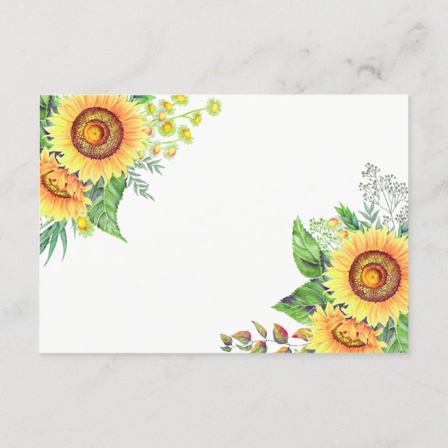 Rustic Sunflowers Chic Clean Wedding Details Info Enclosure Card