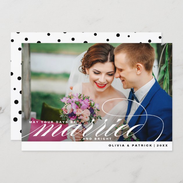 Married And Bright Elegant Script Holiday Photo
