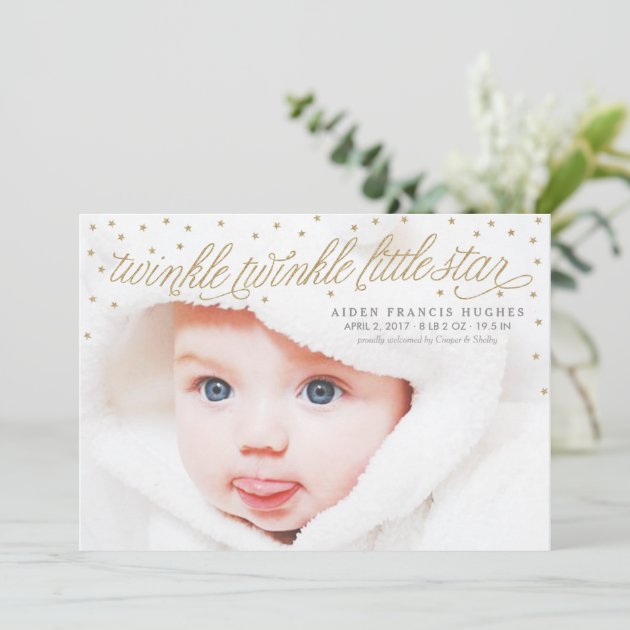 Twinkle Little Star Baby Photo Birth Announcement