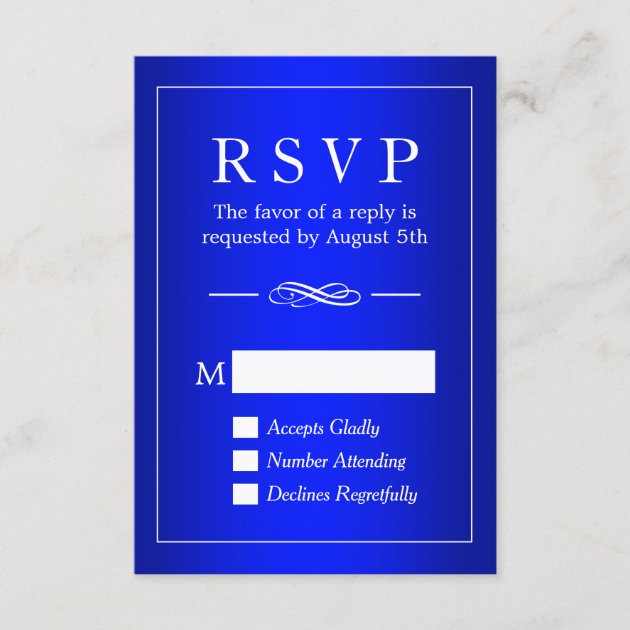 Simple Sophisticated Royal Blue Wedding RSVP Card