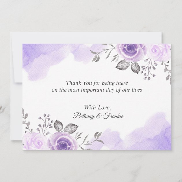 Romantic Pastel Purple Floral Watercolor Thank You