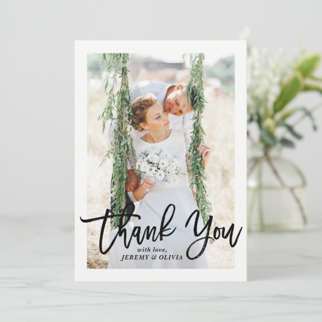 Brush Hand Lettering Photo Wedding Thank You