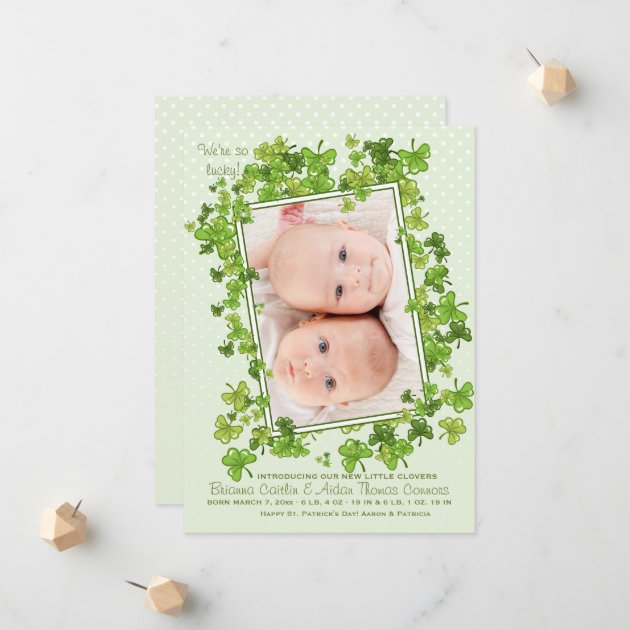 St. Patrick's Baby Photo Birth Announcement