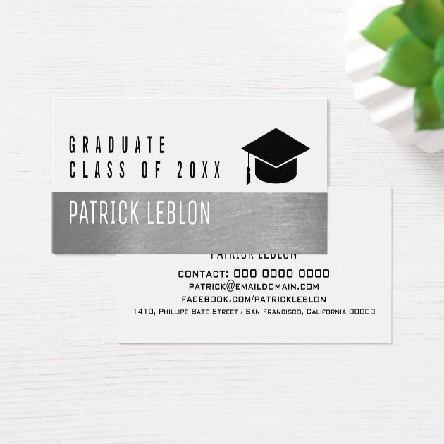 Graduate Name, Elegant Class Of, Black & White Mini Business Card