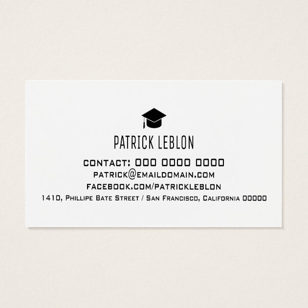 Graduate Name, Elegant Class Of, Black & White Mini Business Card