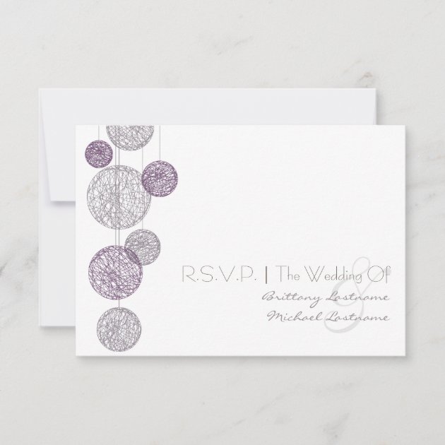 Purple Twine Globes Wedding R.S.V.P. RSVP Card
