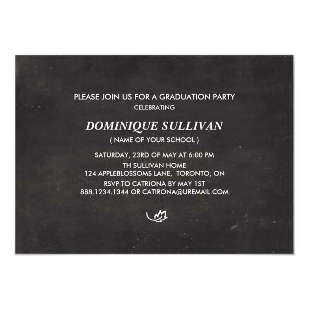 Whimsical Floral Script Chalkboard Graduation Invitation