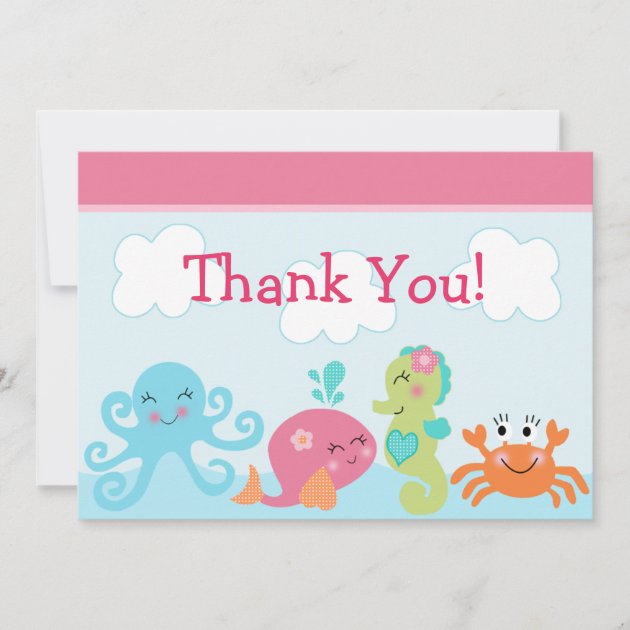Under the Sea life/Girl Baby Shower Thank You Card