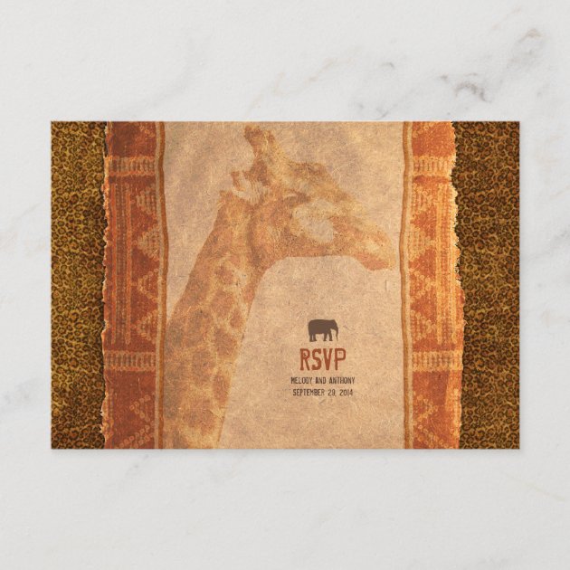 Giraffe African Safari Wedding RSVP Reply Card
