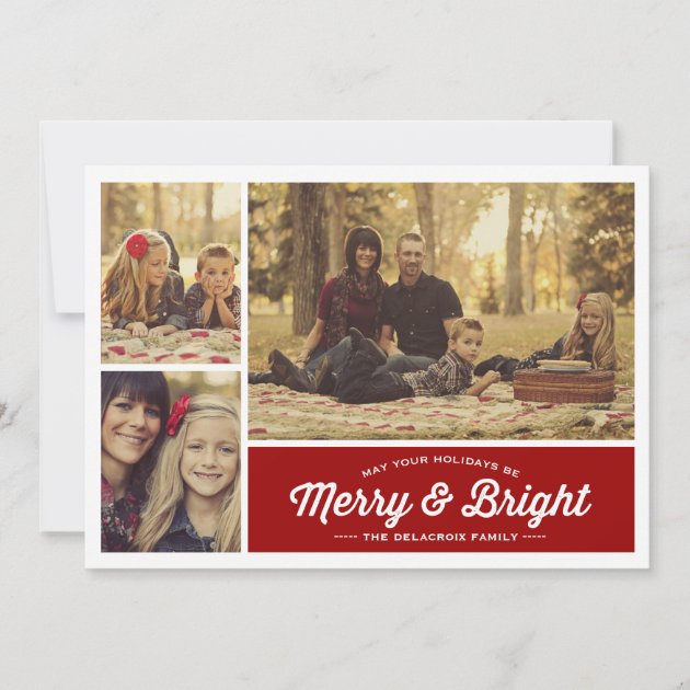 Merry & Bright Ruby 3 Photo Holiday Greeting