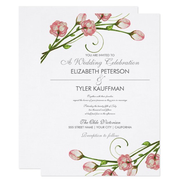 Floral Garden Roses Wedding Invitation