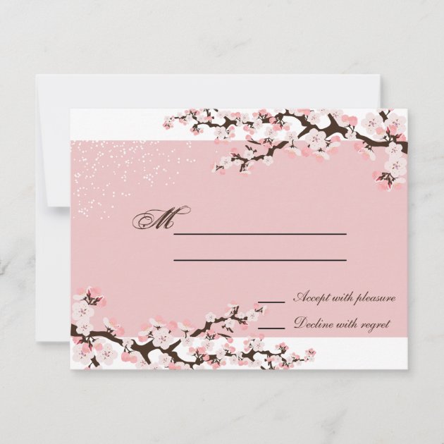 Pink Elegant Cherry Blossom Wedding Response RSVP