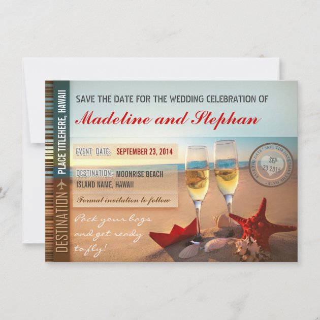beach wedding save the date cards