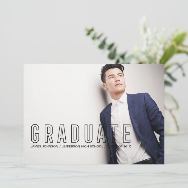 Modern Typography Masculine Graduation Photo Announcement