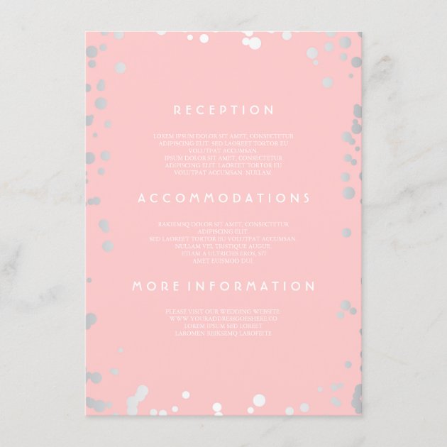 Silver Confetti Pink Wedding Details - Information Enclosure Card