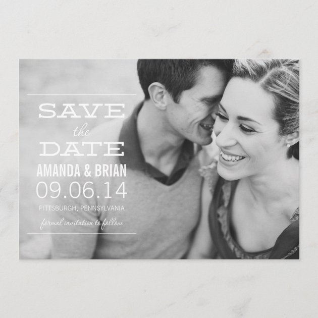 White Text Photo Save the Date Announcement
