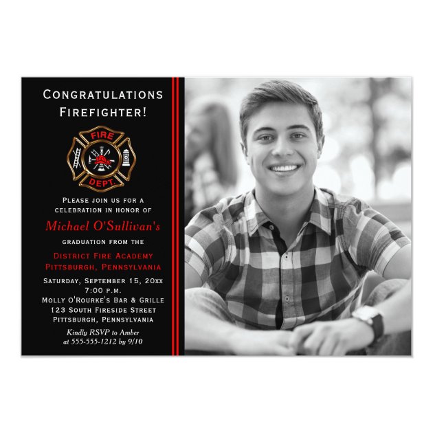 Firefighter Photo Graduation Announcement | Party