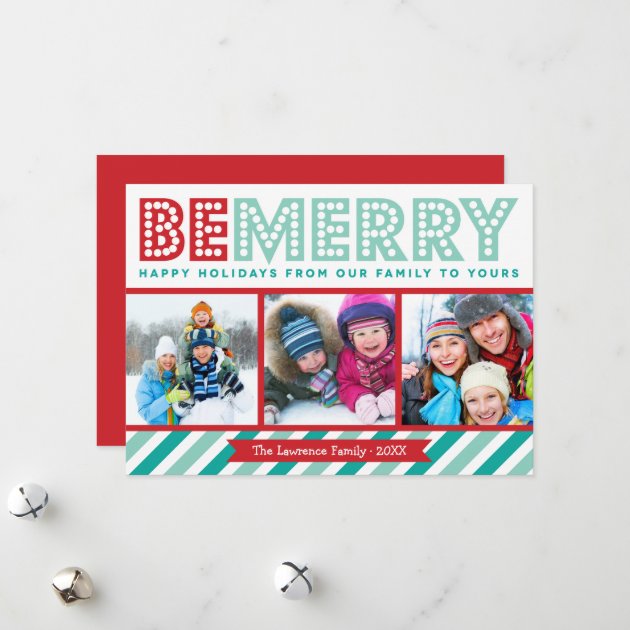 Be Merry Family Photo Collage Holiday Card