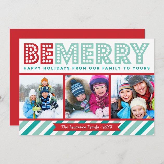 Be Merry Family Photo Collage Holiday Card