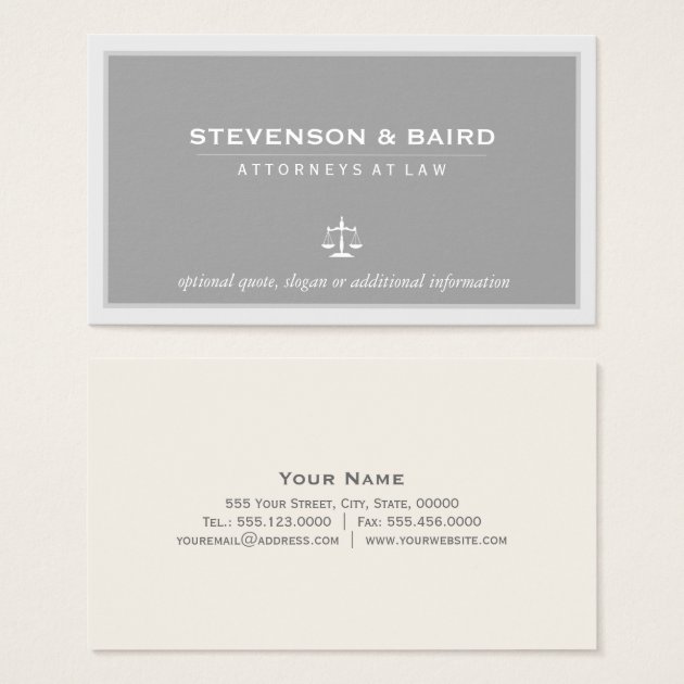 Attorney Lawyer Elegant Gray Business Card