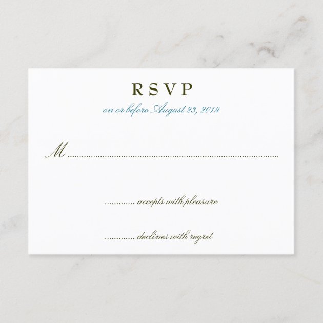 Teal Romance Wedding Invitation RSVP Cards