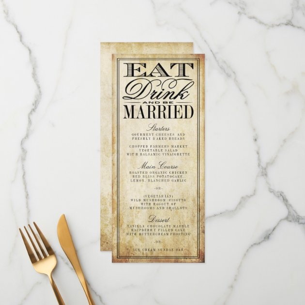 Eat, Drink & Be Married Vintage Wedding Menus