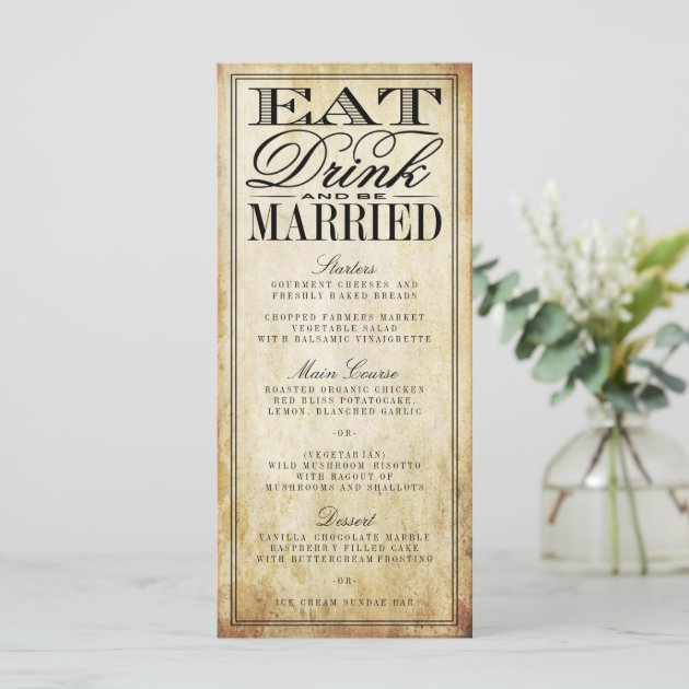 Eat, Drink & Be Married Vintage Wedding Menus