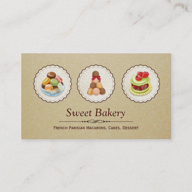 Custom French Parisian Macarons Dessert Bake Store Business Card
