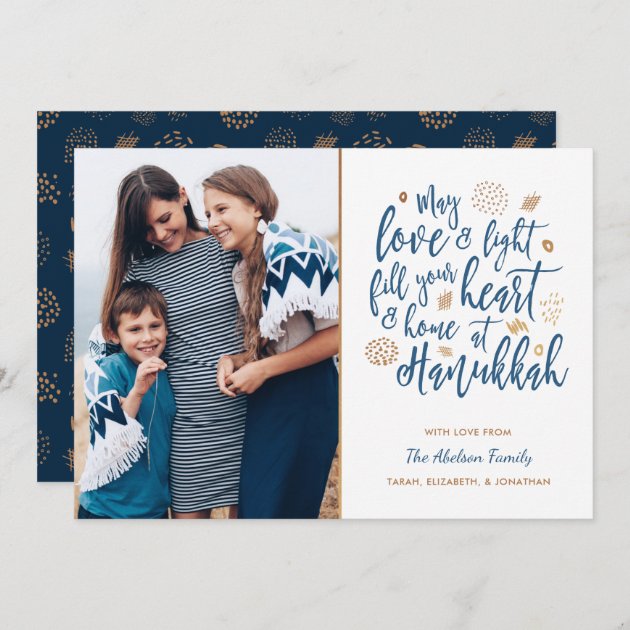 Love And Light Hanukkah Photo Flat Card