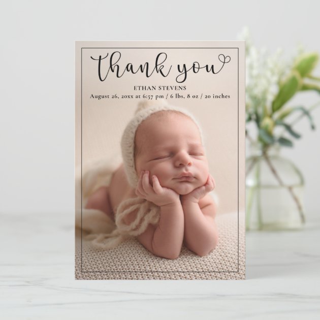 Baby Boy Birth Announcement Photo Thank You Card